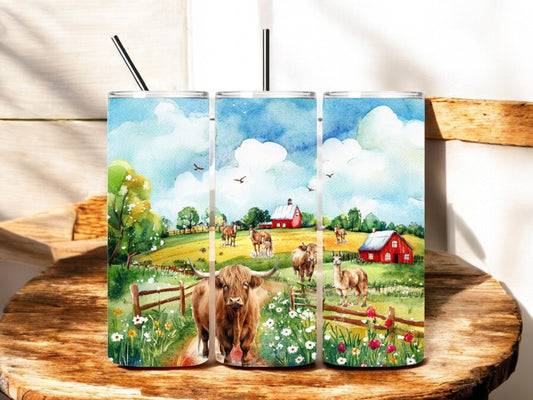 Farm Scene with Barn 20oz Skinny Tumbler